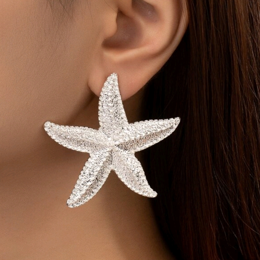 Silver Starfish Earrings